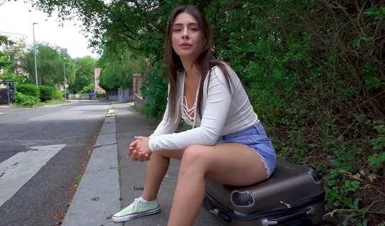 Beautiful girl agreed to suck in public for money...